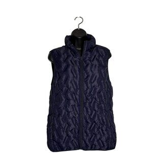 Tangerine Quilted Puffer Vest Navy Insulated Lightweight Zip-Up Size M
